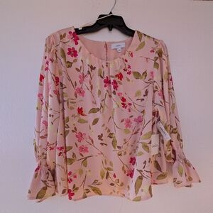 Chic Floral Pink Blouse by CeCe 2XL